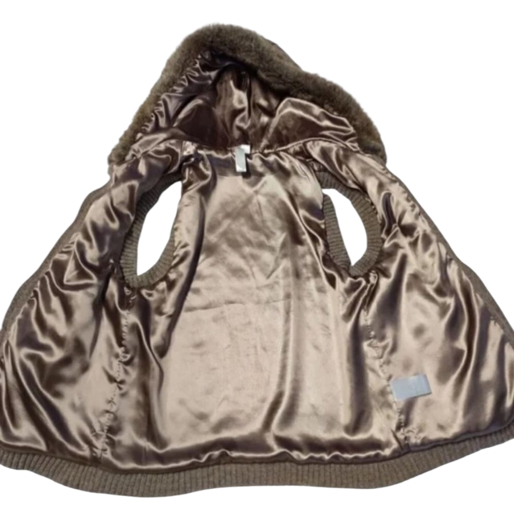 Green Tea Women's Brown Taupe Faux Fur Hooded Zip Up Vest Size S - Picture 8 of 10